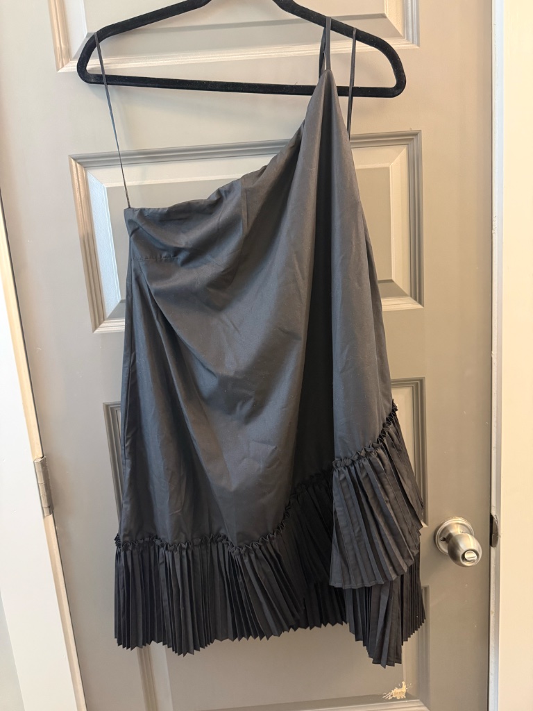 Nwt Black One Shoulder Mini Dress | Pleated Hem | Gameday | Size L